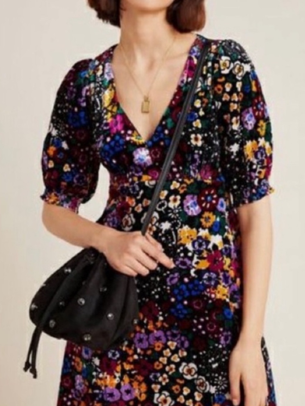 Anthropologie Francie Floral Velvet Dress size 10